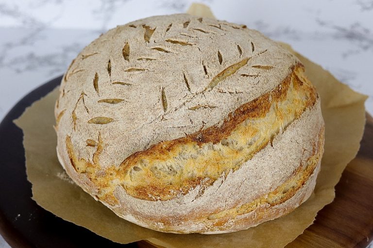 Sourdough bread on parchment paper