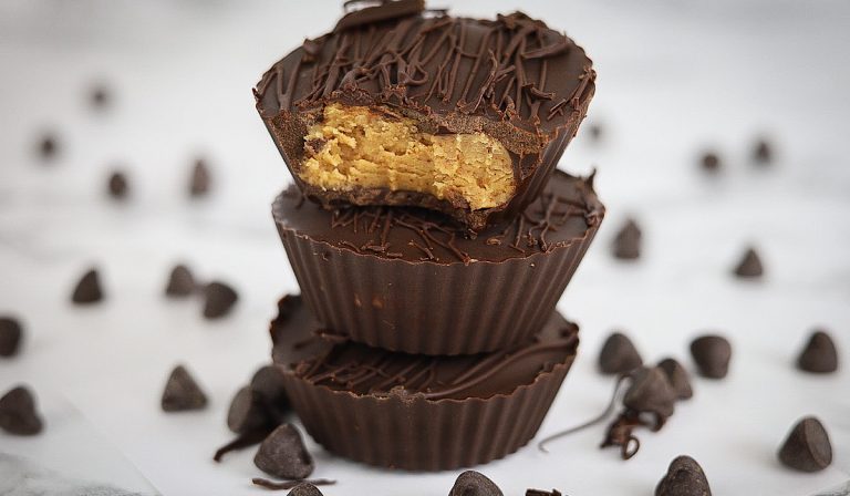 Peanut butter cups stacked