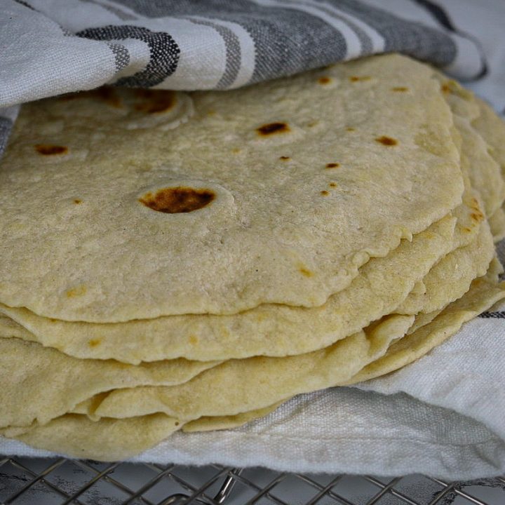 sourdough tortillas wrapped in towel