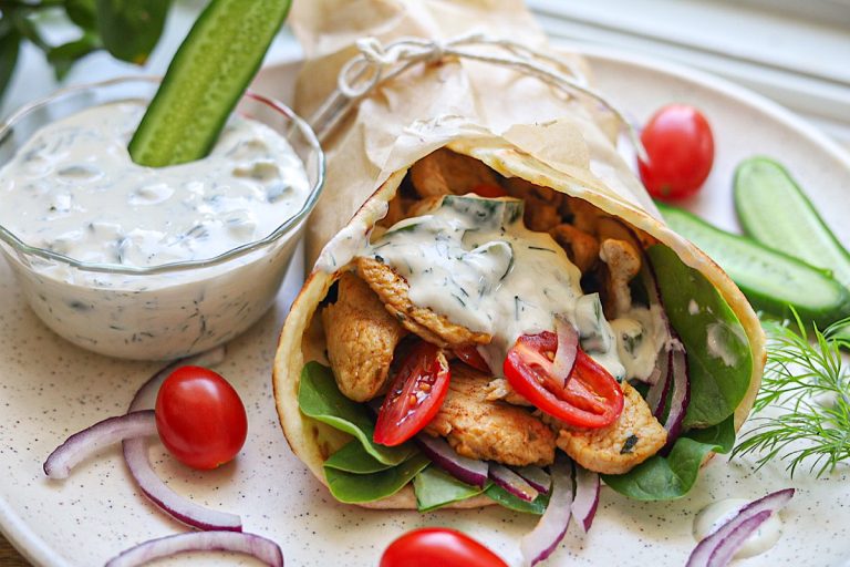 quick and easy gyros with tzatziki sauce with cucumbers tomatoes dill onion simple is gourmet