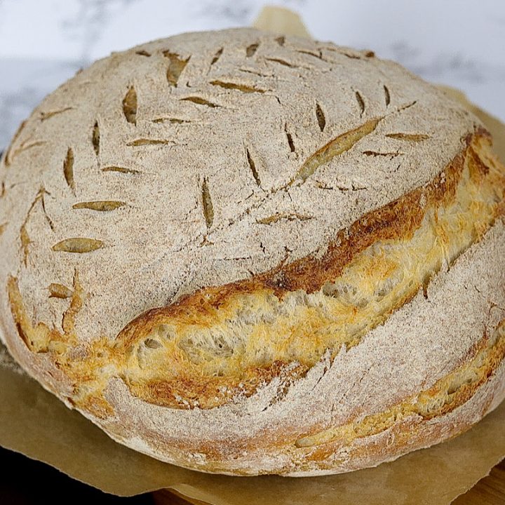 Sourdough bread on parchment paper