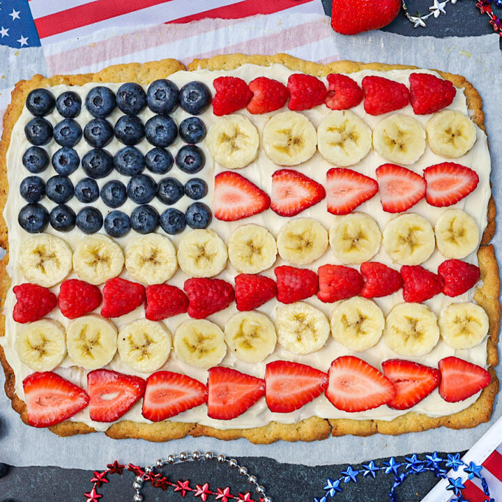 The Best American Flag Sourdough Sugar cookie fruit pizza