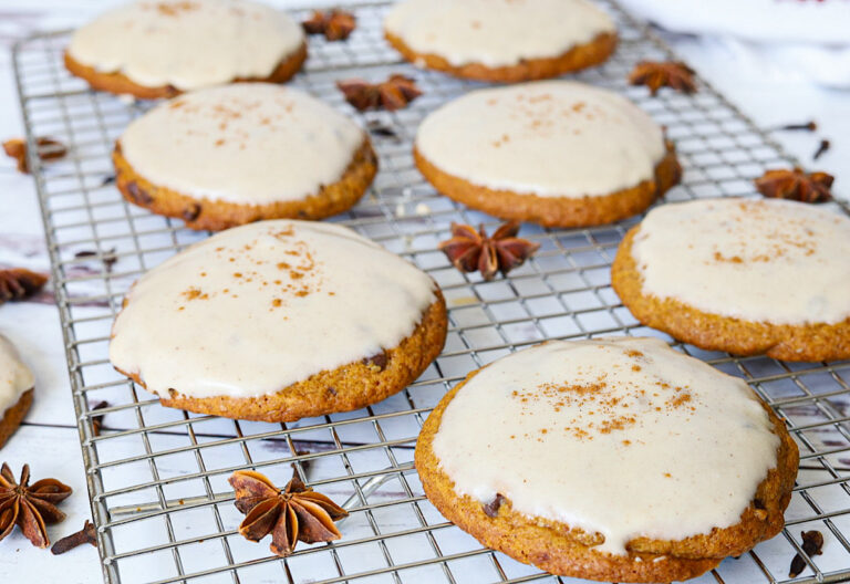 The best pumpkin sourdough cookies with maple frosting