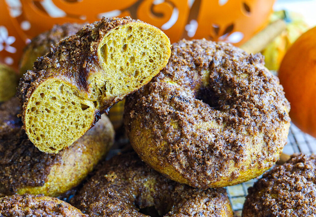 The Best Sourdough Pumpkin Cinnamon Crunch Bagels 13 simple is gourmet